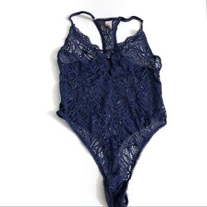 COPY - Victoria's Secret Lacey Bodysuit Blue Sz S